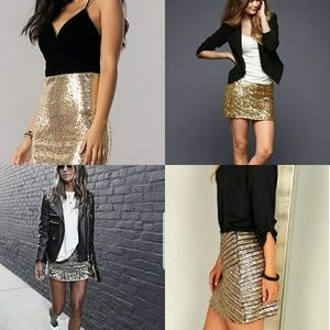 💋Gold sequin mini skirt💋